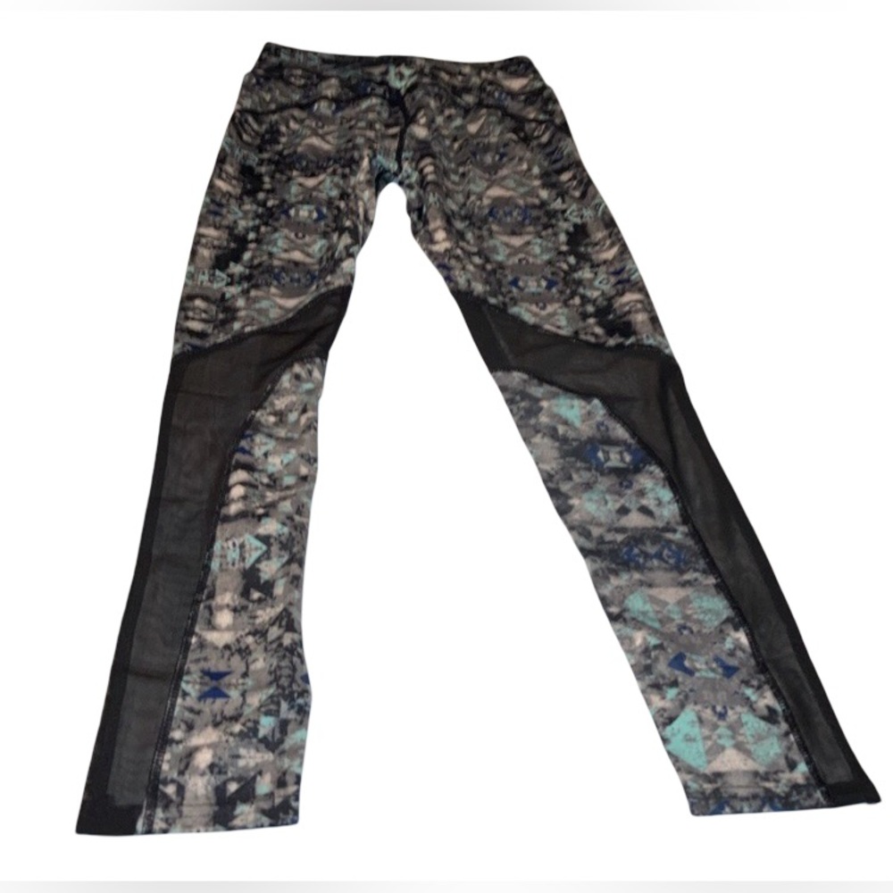 Leggings Yoga Pants Workout Blue Black Gray Mesh Cut-Out Women NWT Size S/M